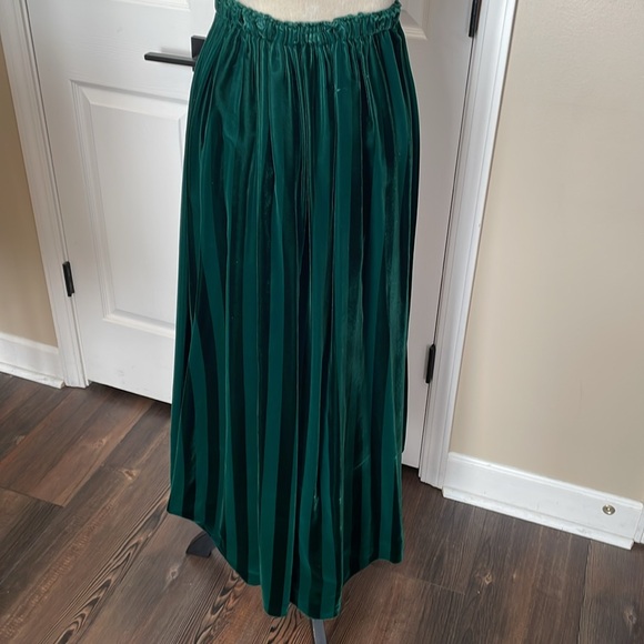 Vintage Green Velvet Striped Maxi Skirt - Picture 4 of 9